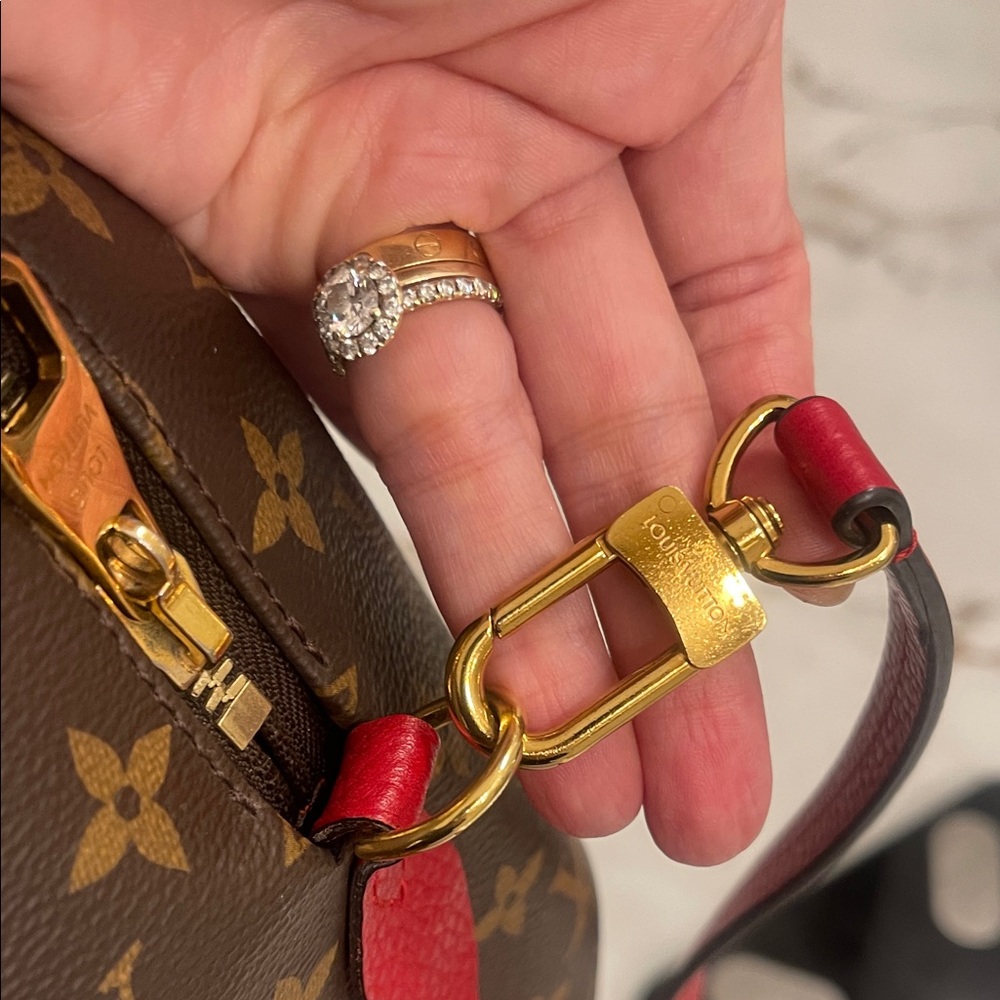 Louis Vuitton Monogram Satchel in Brown and Red - Picture 7 of 12